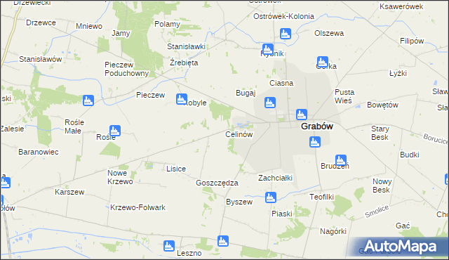 mapa Celinów gmina Grabów, Celinów gmina Grabów na mapie Targeo