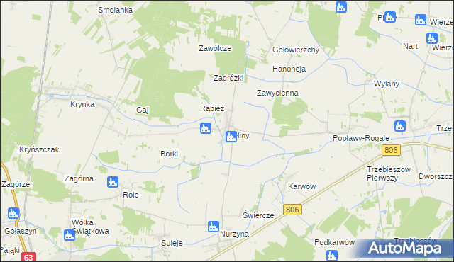 mapa Celiny gmina Trzebieszów, Celiny gmina Trzebieszów na mapie Targeo