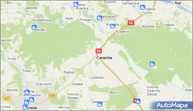 mapa Ceranów, Ceranów na mapie Targeo