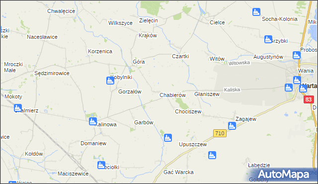 mapa Chabierów, Chabierów na mapie Targeo