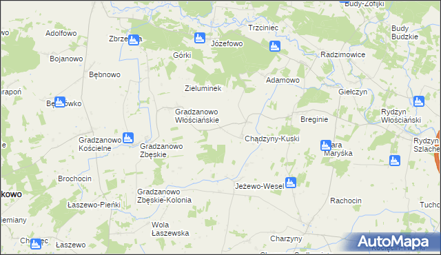 mapa Chądzyny-Krusze, Chądzyny-Krusze na mapie Targeo