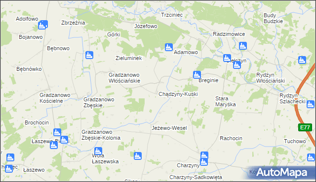 mapa Chądzyny-Kuski, Chądzyny-Kuski na mapie Targeo