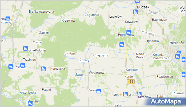 mapa Chajczyny, Chajczyny na mapie Targeo