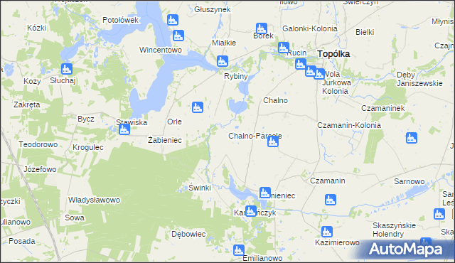 mapa Chalno-Parcele, Chalno-Parcele na mapie Targeo