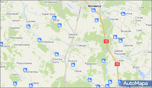 mapa Chałupki gmina Morawica, Chałupki gmina Morawica na mapie Targeo