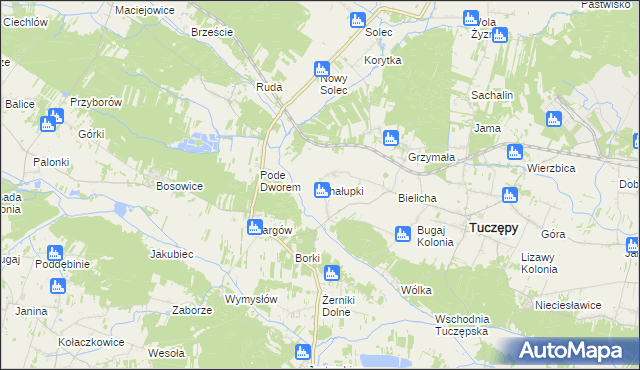 mapa Chałupki gmina Tuczępy, Chałupki gmina Tuczępy na mapie Targeo