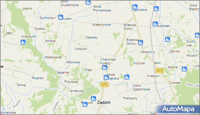 mapa Charchów Księży, Charchów Księży na mapie Targeo