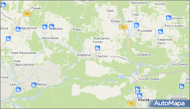 mapa Chechło gmina Klucze, Chechło gmina Klucze na mapie Targeo