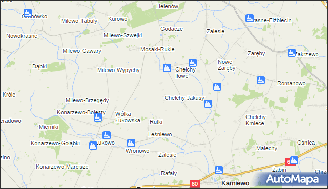 mapa Chełchy-Jakusy, Chełchy-Jakusy na mapie Targeo