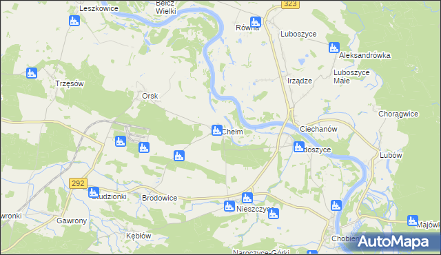 mapa Chełm gmina Rudna, Chełm gmina Rudna na mapie Targeo