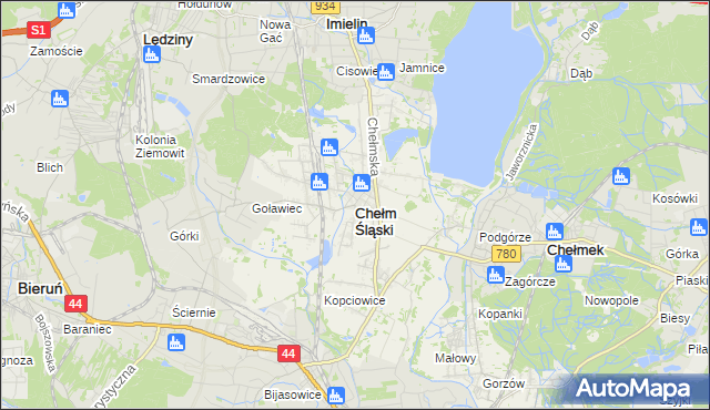 mapa Chełm Śląski, Chełm Śląski na mapie Targeo