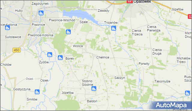 mapa Chełmce gmina Opatówek, Chełmce gmina Opatówek na mapie Targeo