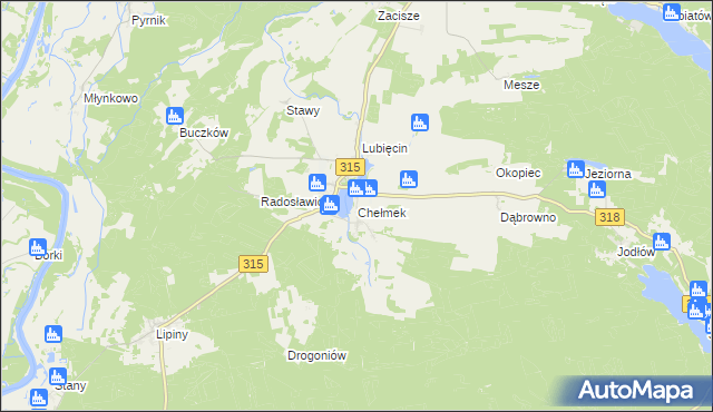 mapa Chełmek gmina Nowa Sól, Chełmek gmina Nowa Sól na mapie Targeo