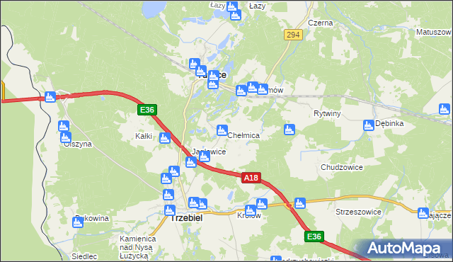 mapa Chełmica, Chełmica na mapie Targeo