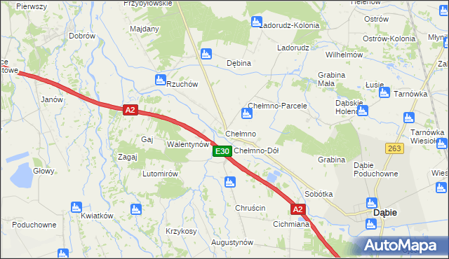 mapa Chełmno gmina Dąbie, Chełmno gmina Dąbie na mapie Targeo