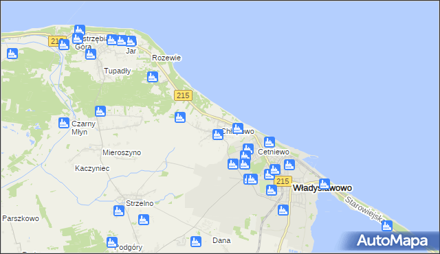 mapa Chłapowo gmina Władysławowo, Chłapowo gmina Władysławowo na mapie Targeo