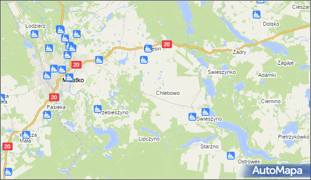 mapa Chlebowo gmina Miastko, Chlebowo gmina Miastko na mapie Targeo