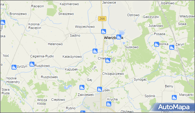 mapa Chlebowo gmina Wierzbinek, Chlebowo gmina Wierzbinek na mapie Targeo