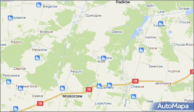 mapa Chlewska Wola, Chlewska Wola na mapie Targeo