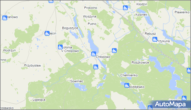 mapa Chłopowo gmina Krzęcin, Chłopowo gmina Krzęcin na mapie Targeo