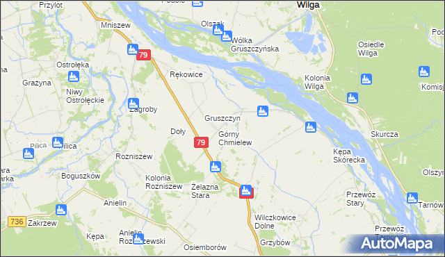 mapa Chmielew gmina Magnuszew, Chmielew gmina Magnuszew na mapie Targeo