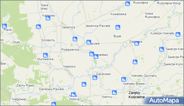 mapa Chmielewo gmina Zaręby Kościelne, Chmielewo gmina Zaręby Kościelne na mapie Targeo