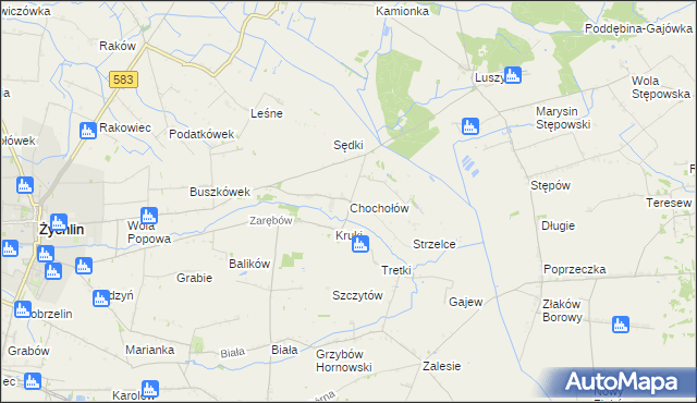 mapa Chochołów gmina Żychlin, Chochołów gmina Żychlin na mapie Targeo