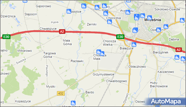 mapa Chocicza Mała, Chocicza Mała na mapie Targeo