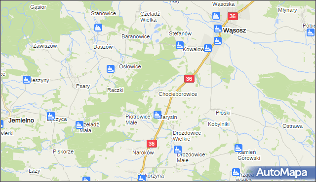 mapa Chocieborowice, Chocieborowice na mapie Targeo