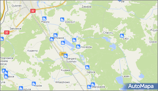 mapa Chociejów, Chociejów na mapie Targeo