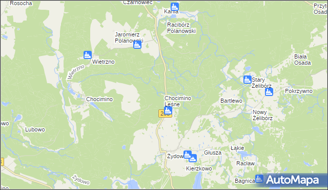 mapa Chocimino Leśne, Chocimino Leśne na mapie Targeo