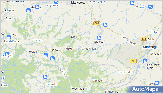 mapa Chodakówka, Chodakówka na mapie Targeo