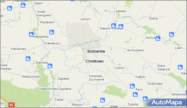 mapa Chodkowo-Działki, Chodkowo-Działki na mapie Targeo