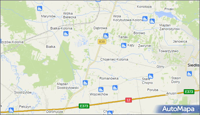 mapa Chojeniec-Kolonia, Chojeniec-Kolonia na mapie Targeo