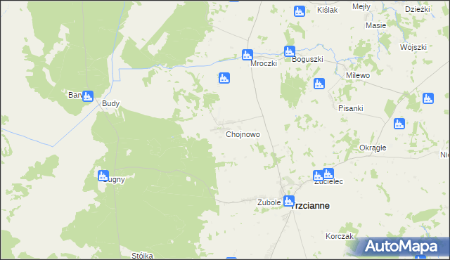 mapa Chojnowo gmina Trzcianne, Chojnowo gmina Trzcianne na mapie Targeo