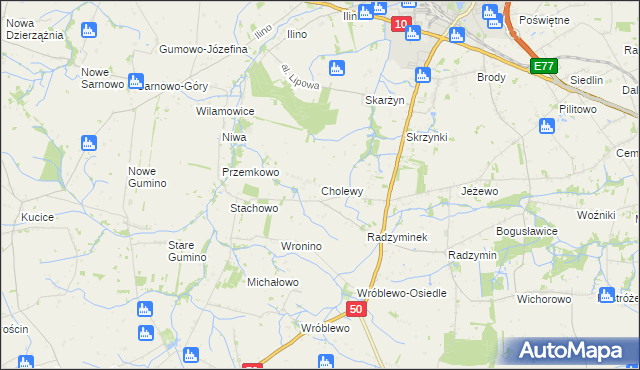 mapa Cholewy gmina Płońsk, Cholewy gmina Płońsk na mapie Targeo