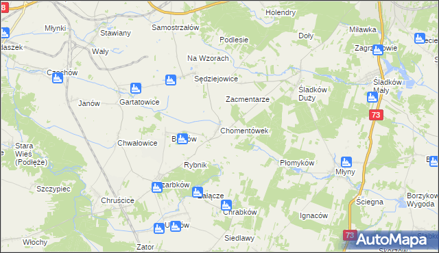 mapa Chomentówek, Chomentówek na mapie Targeo