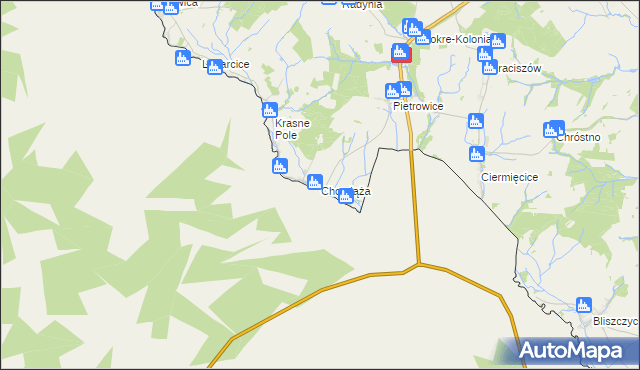 mapa Chomiąża gmina Głubczyce, Chomiąża gmina Głubczyce na mapie Targeo