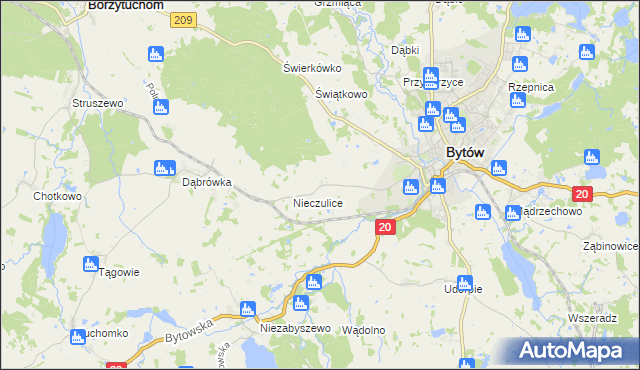 mapa Chomice gmina Bytów, Chomice gmina Bytów na mapie Targeo