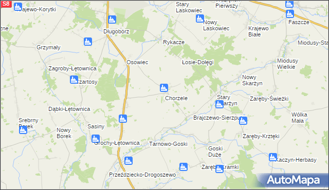 mapa Chorzele gmina Zambrów, Chorzele gmina Zambrów na mapie Targeo