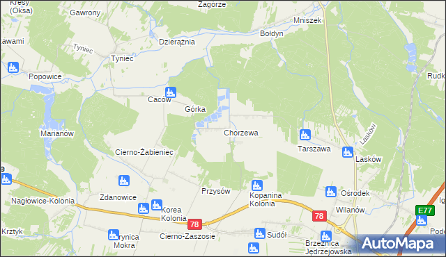 mapa Chorzewa, Chorzewa na mapie Targeo