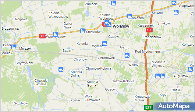 mapa Chronówek, Chronówek na mapie Targeo