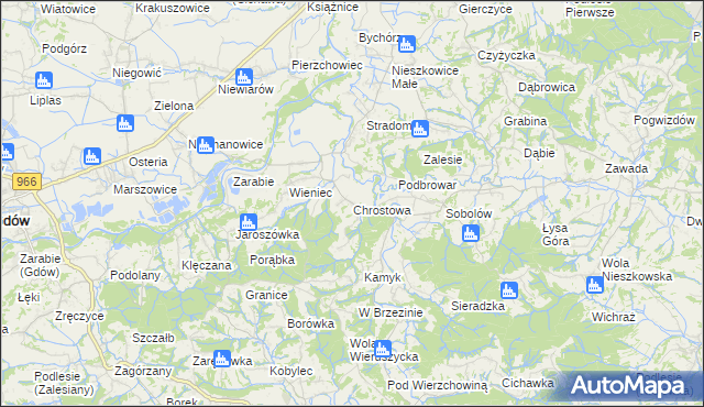 mapa Chrostowa gmina Łapanów, Chrostowa gmina Łapanów na mapie Targeo