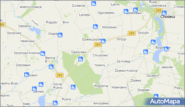 mapa Chrustowo gmina Przedecz, Chrustowo gmina Przedecz na mapie Targeo