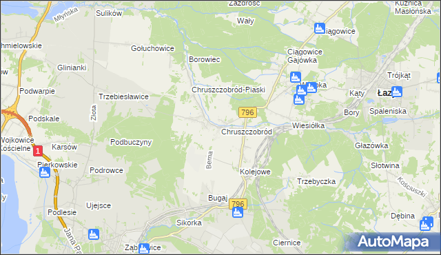 mapa Chruszczobród, Chruszczobród na mapie Targeo