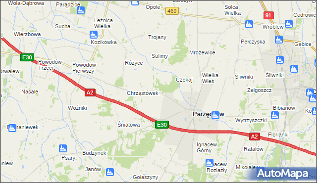 mapa Chrząstów Wielki, Chrząstów Wielki na mapie Targeo