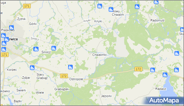 mapa Chwalimki, Chwalimki na mapie Targeo