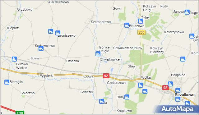 mapa Chwałkowice gmina Strzałkowo, Chwałkowice gmina Strzałkowo na mapie Targeo