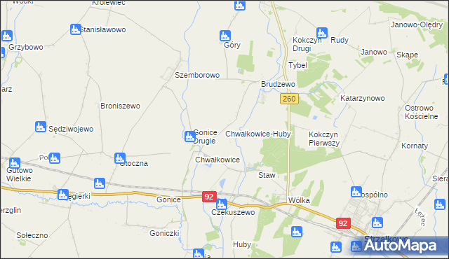 mapa Chwałkowice-Huby, Chwałkowice-Huby na mapie Targeo