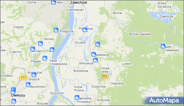 mapa Chwałowice gmina Radomyśl nad Sanem, Chwałowice gmina Radomyśl nad Sanem na mapie Targeo